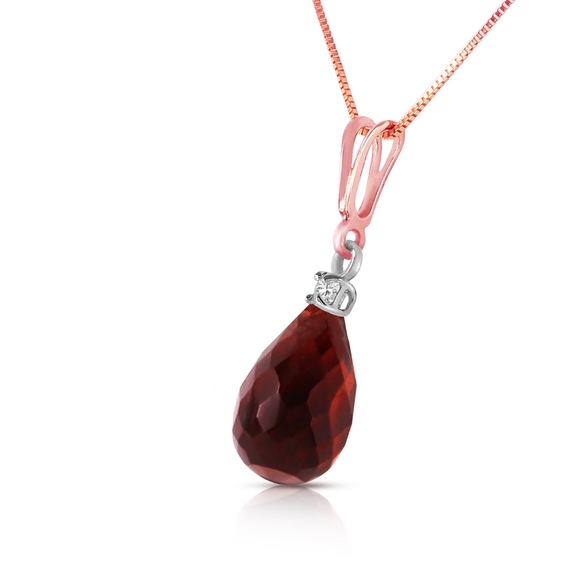 SOLID GOLD NECKLACE WITH NATURAL DIAMOND & GARNET